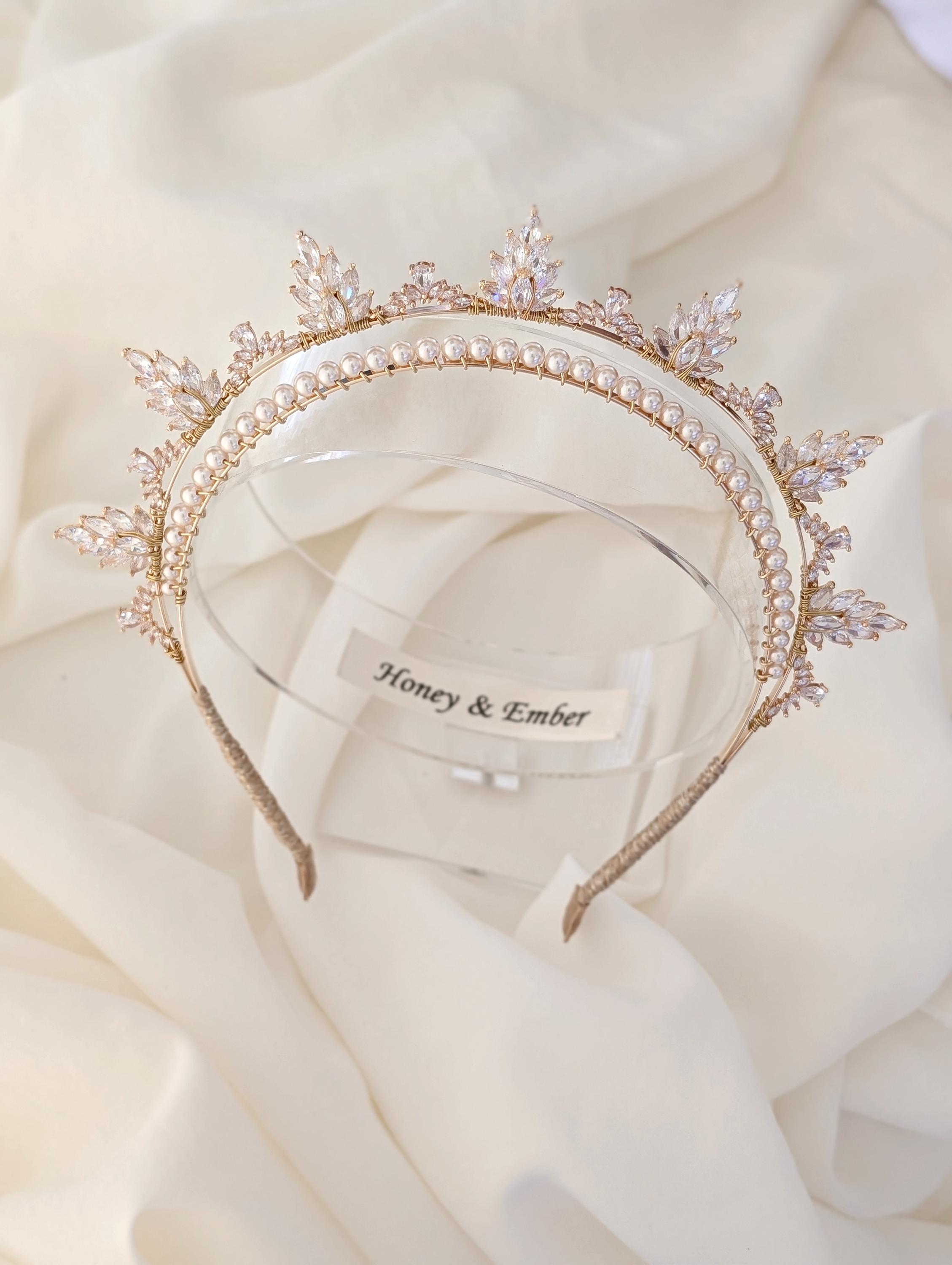 Vintage Style Bridal Headpiece for Wedding, Gold Bridal  display picture 2