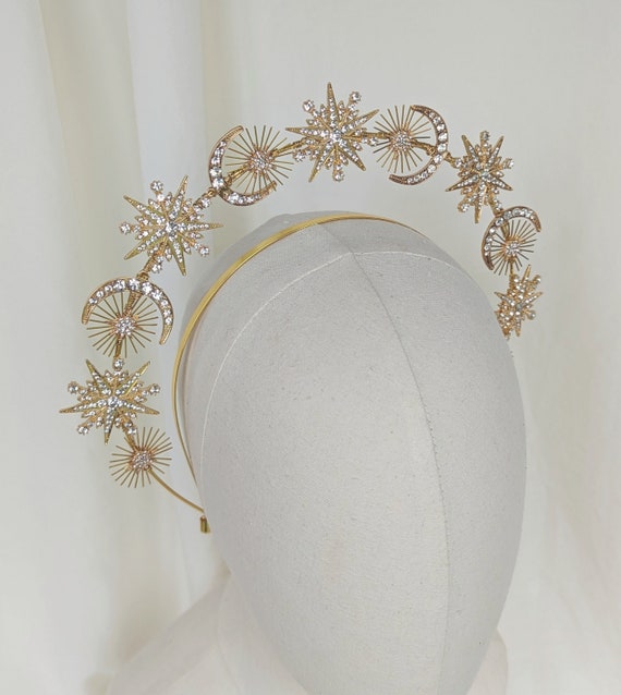Gold Halo Headpiece, Star Tiara, Celestial Halo Headband  display picture 3