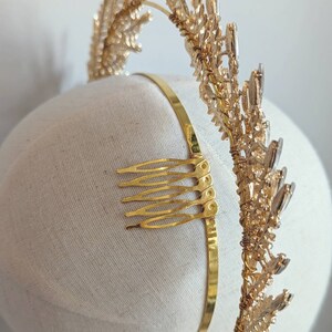Gold bridal hair accessories, crystal halo headband, goddess headpiece, gold crystal Tiara, wedding headpiece, gold crown, halo headband, image 6