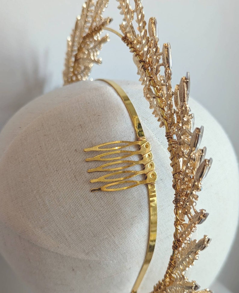 Gold bridal hair accessories, crystal halo headband, goddess headpiece, gold crystal Tiara, wedding headpiece, gold crown, halo headband, image 6