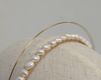 Gold Halo headband, halo crown, pearl headband, freshwater pearls, bridal accessories, bridesmaid accessories, boho bride, gold tiara, pearl