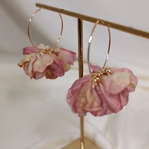 Bridal hoop earrings, statement wedding earrings, flowers earrings, gold bridal earrings, earrings for bridesmaid, flower bridal earrings