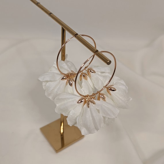 Gold floral drop earrings deals