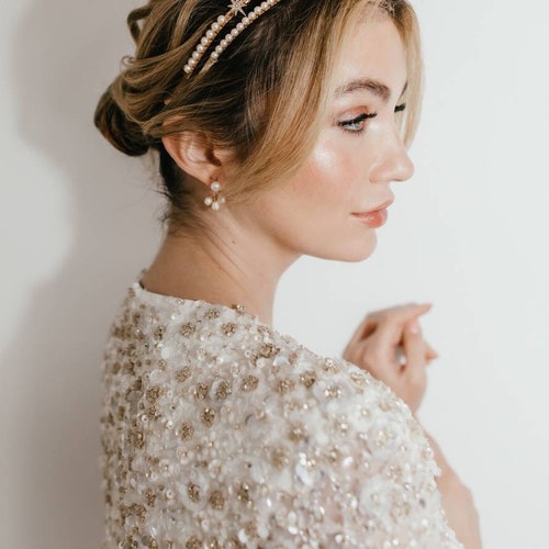Swarovski Bridal Headband & Pearls Headpiece Buy PEARL Wedding Swarovski and Pearls Headband and  main image 2