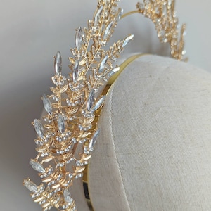 Gold bridal hair accessories, crystal halo headband, goddess headpiece, gold crystal Tiara, wedding headpiece, gold crown, halo headband, image 5