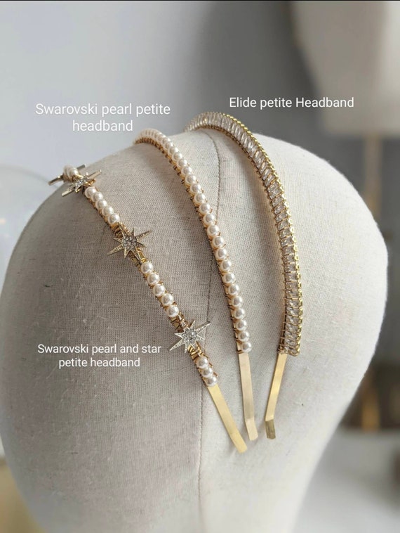 Pearl and Star Bridal Headband, Swarovski Pearl Headband  display picture 3