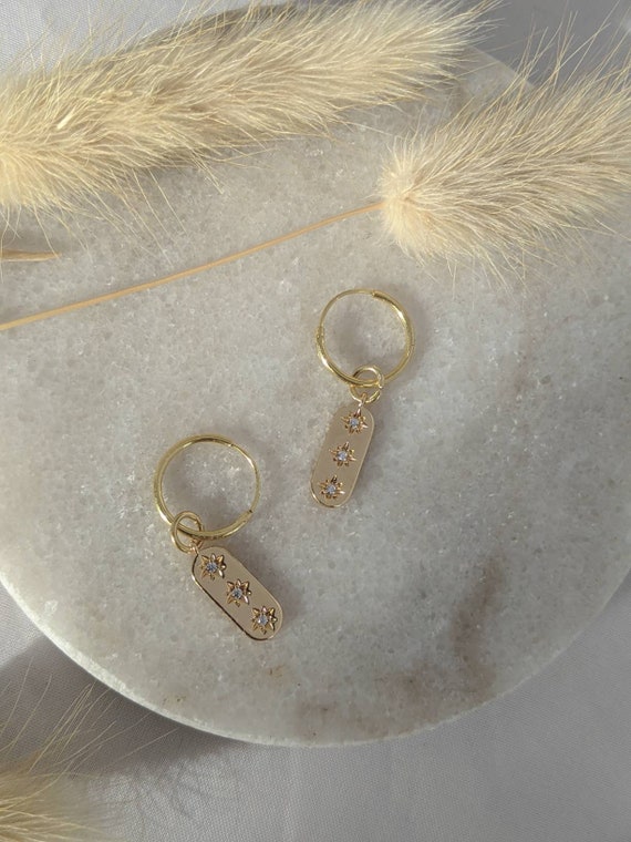 Third Star to the Right Earrings Sterling Silver Gold Plated