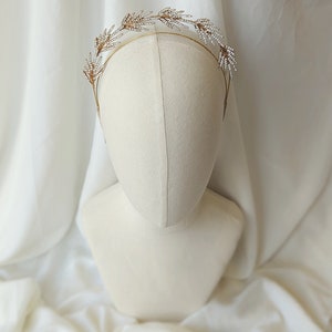 Gold and Crystal Bridal Headband, Gold Bridal Halo Headband, Gold Bridal Crown, Bridal Halo Headband, Bridal Hair Accessories, Bridal Hair image 3