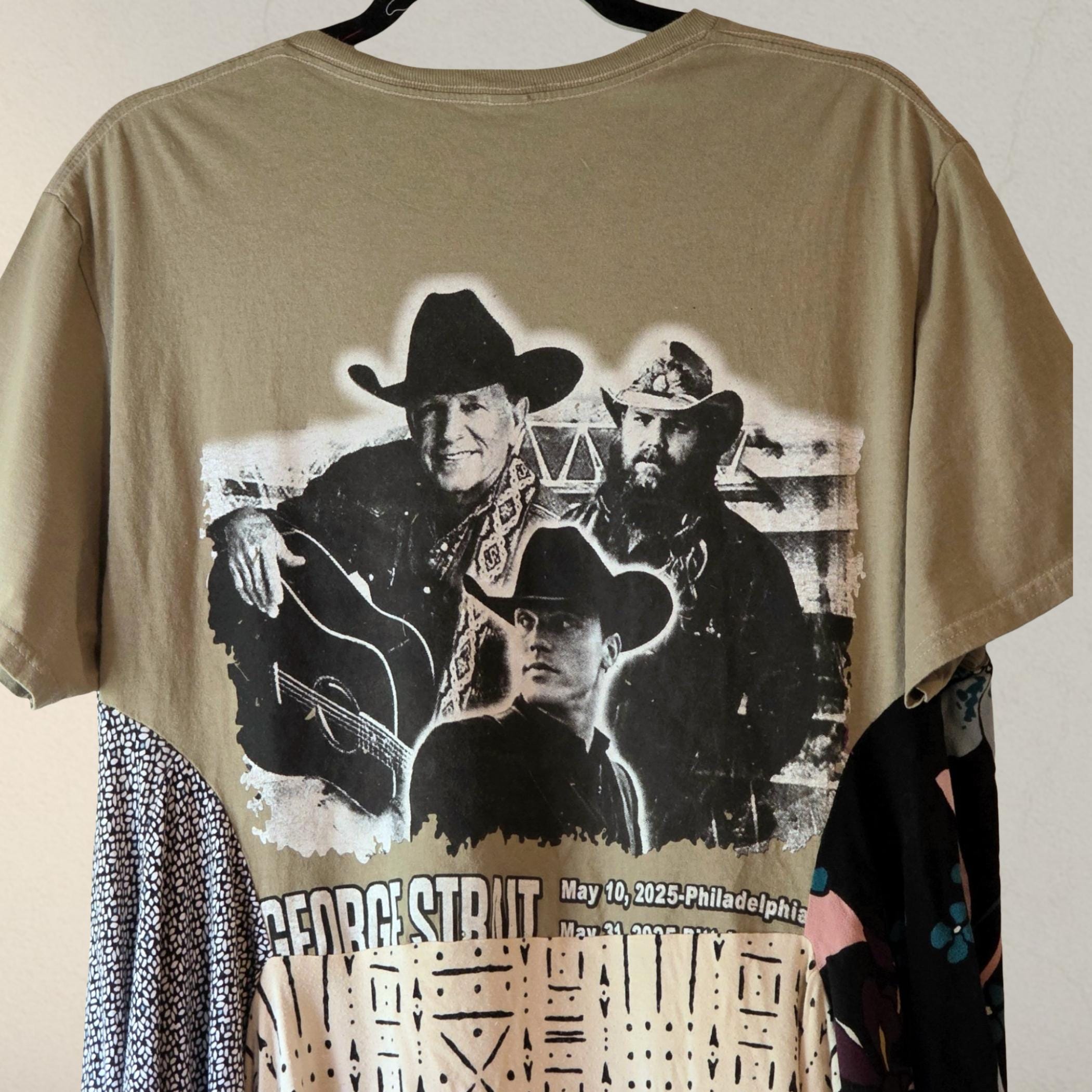 George Strait Graphics George Strait Tunic, Upcycled Patchwork Graphic Band Tee Reworked T ...