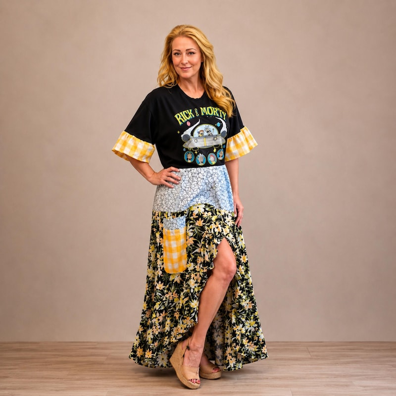 long sleeve cut out maxi dress Waist – YELLOW SUB TRADING Newology Size:UK 10 - EU 44 Tulle with Floral Ice