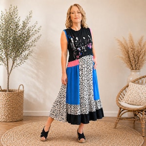 Fall Out Boy Kleid Small Medium Band T-Shirt Upcycled Maxi Ärmellos Patchwork Grafik Rock TShirt Frauen