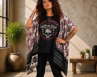 Eric Church Upcycled Kimono Boho Festival Blouse Oversized Handmade Clothing