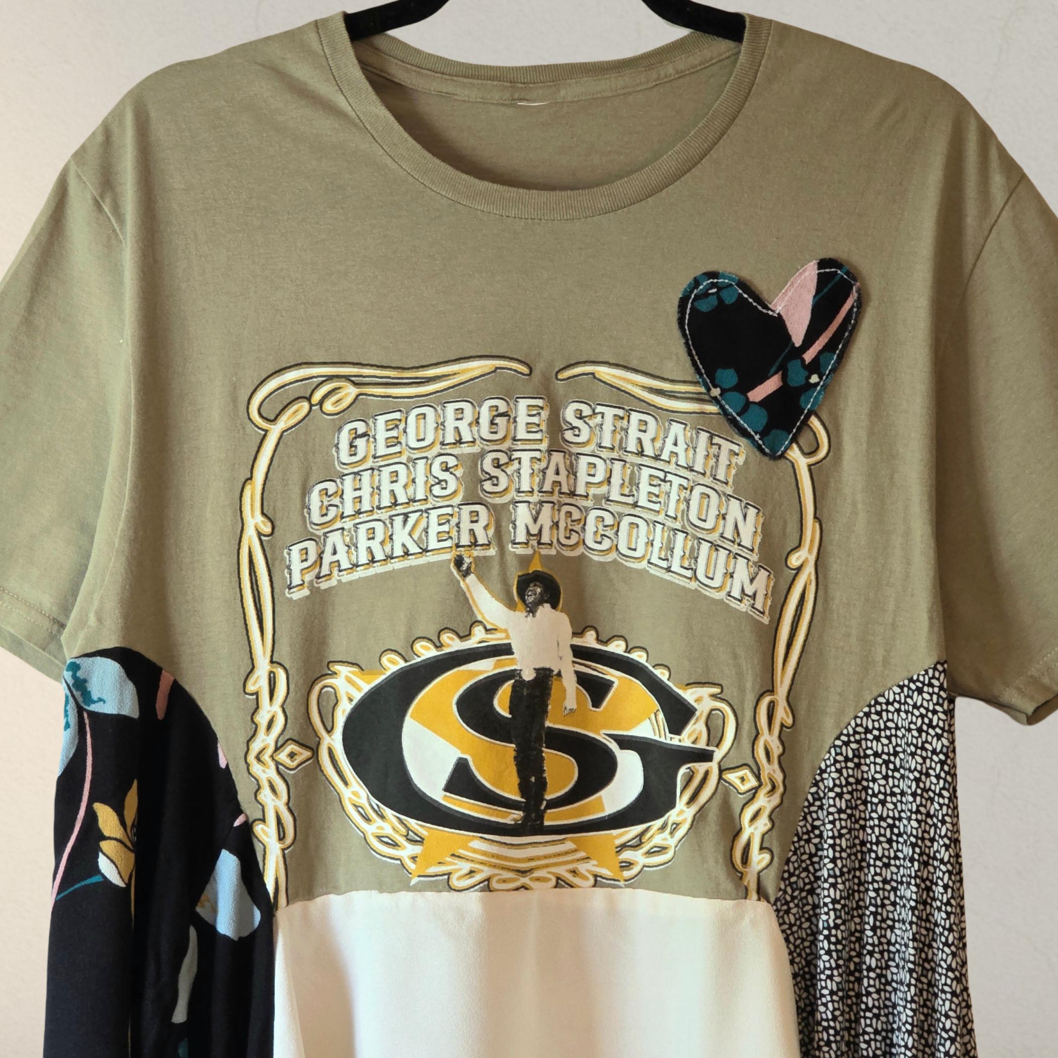 George Strait Graphics George Strait Tunic, Upcycled Patchwork Graphic Band Tee Reworked T ...