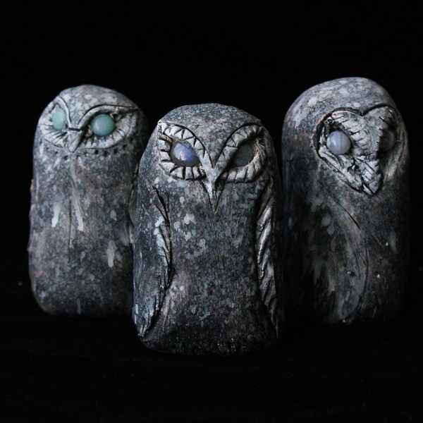 Animal Totem Owl in hand-painted self-hardening natural clay