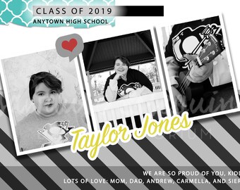 Página de anuncio/dedicación del anuario (media página)