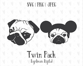 Download Pug Mom Pug Silhouette Heart Dog Lover Fur Mama Fur | Etsy