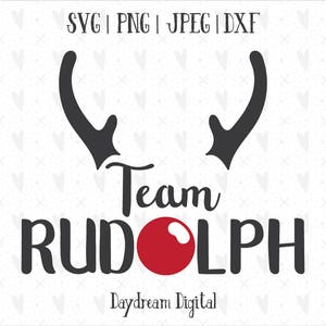 Rudolph SVG team | Kerstmis | Yuletide | Rode neus rendieren | Schattig | Santa | Herten | Snijden-bestand | Tee/mok/overdracht/Decal Design | DXF