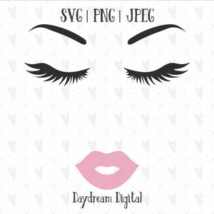Eyelashes & Pink Lips | Girly | Eyebrows | Lashes | Makeup | Decal Design | Clip Art | Vector | SVG | PNG | Cutting File | Instant Download