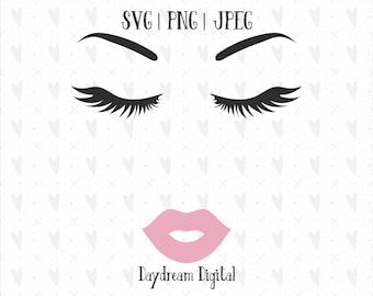 Eyelashes & Pink Lips | Girly | Eyebrows | Lashes | Makeup | Decal Design | Clip Art | Vector | SVG | PNG | Cutting File | Instant Download