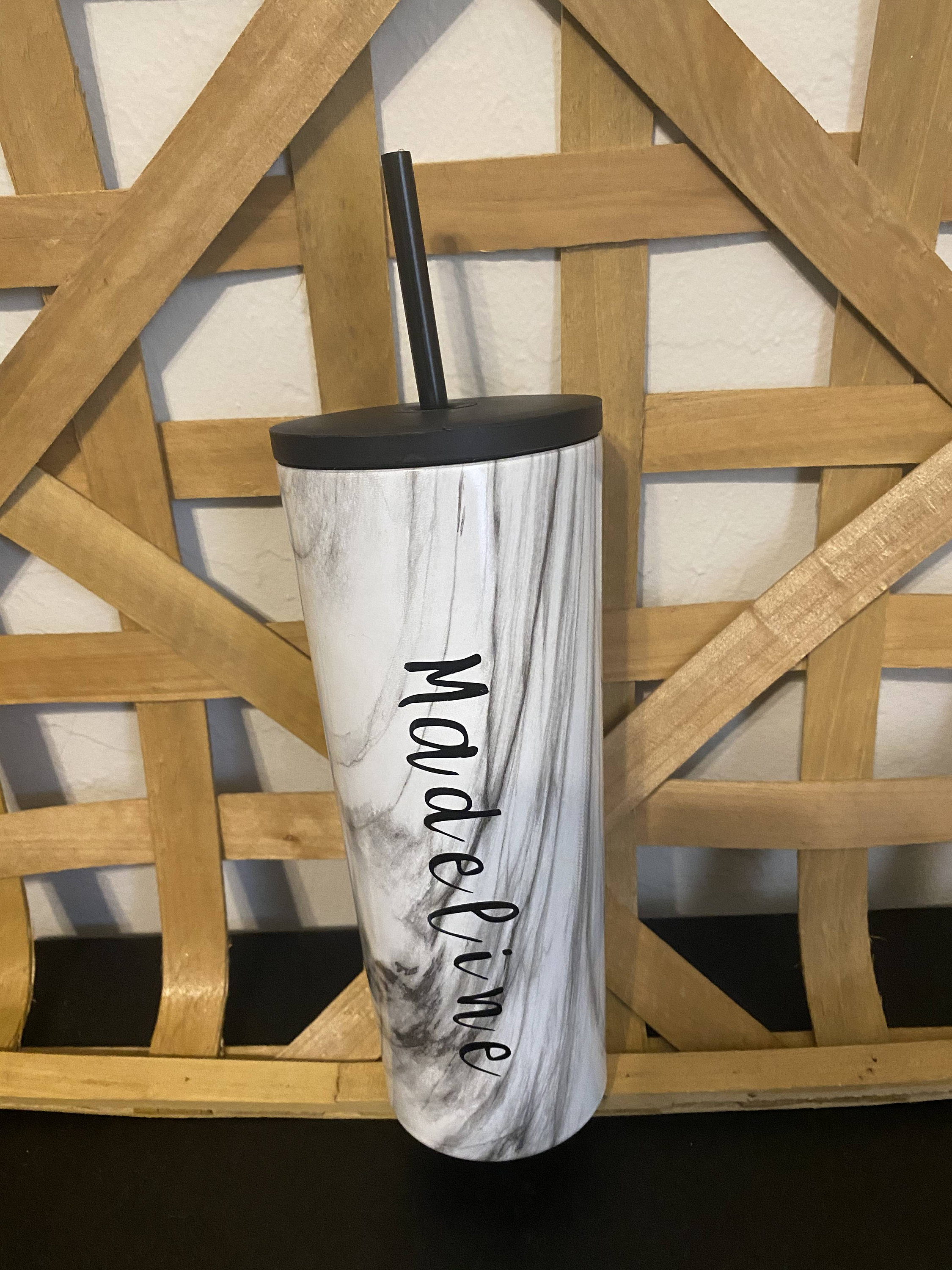 Personalized Marble Tumbler 24 oz Tumbler with Straw Tumbler Etsy