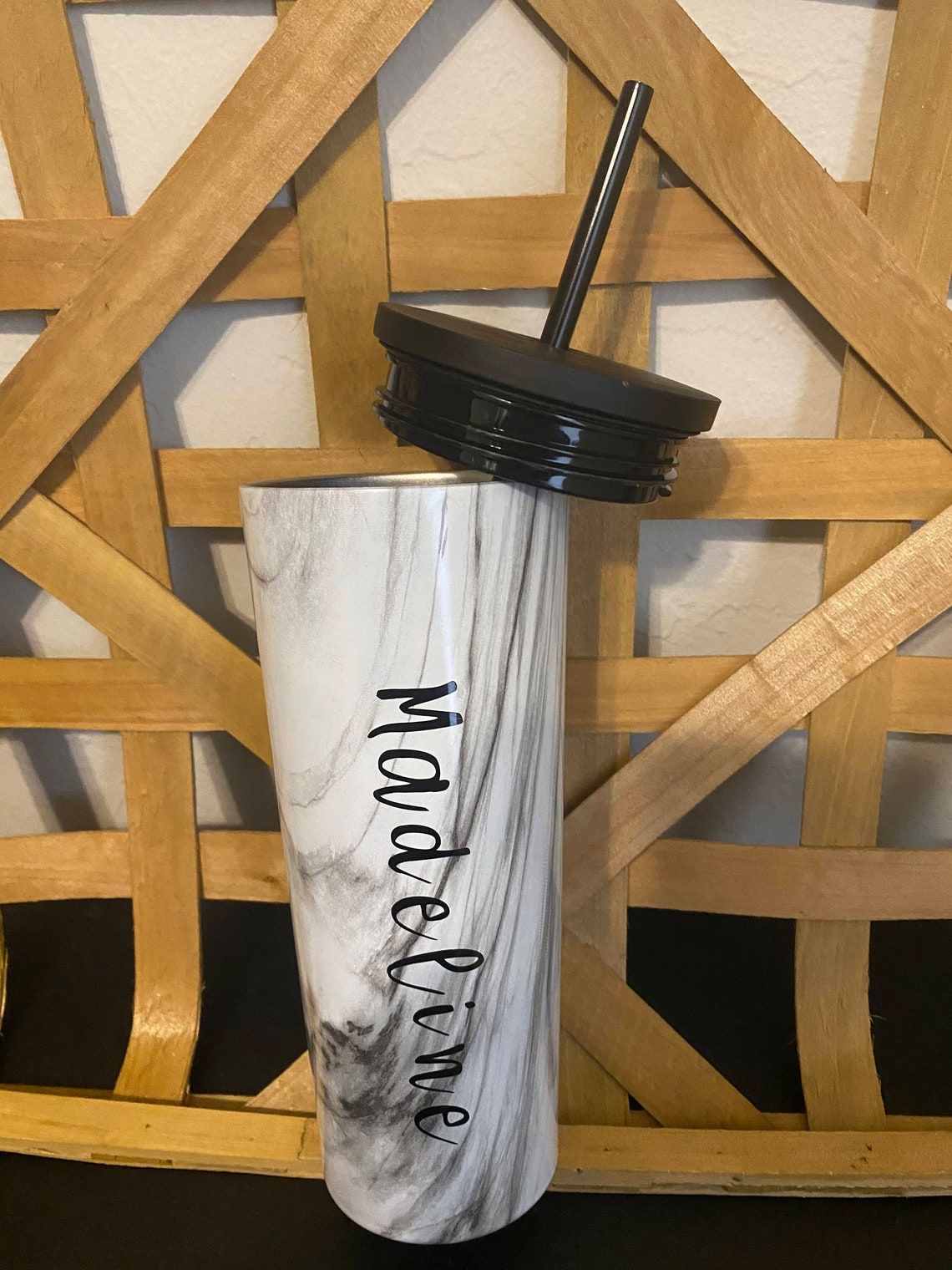 Personalized Marble Tumbler 24 oz Tumbler with Straw Tumbler Etsy