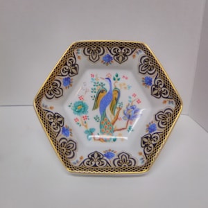 VTG Bareuther Waldsassen Bavaria Germany Peacock Hexagonal porcelain Bowl Dish