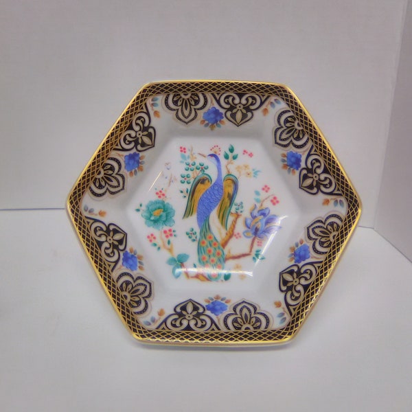 VTG Bareuther Waldsassen Bavaria Germany Peacock Hexagonal porcelain Bowl Dish