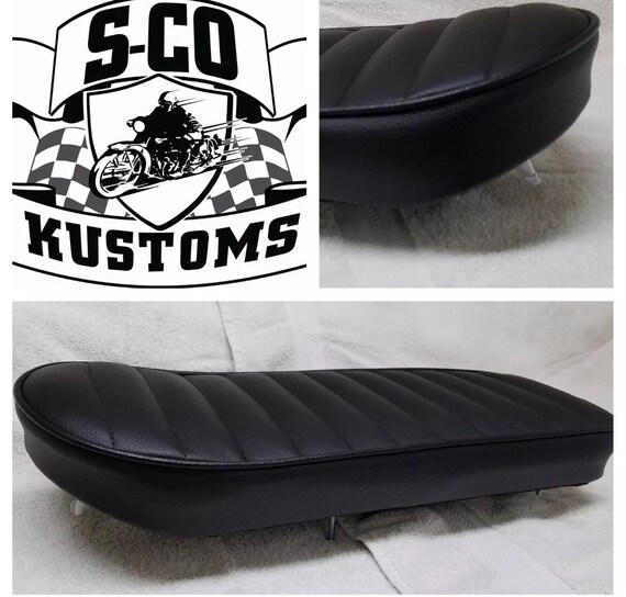 Motorcycle Seat 3thick Black Vinyl Scrambler Etsy