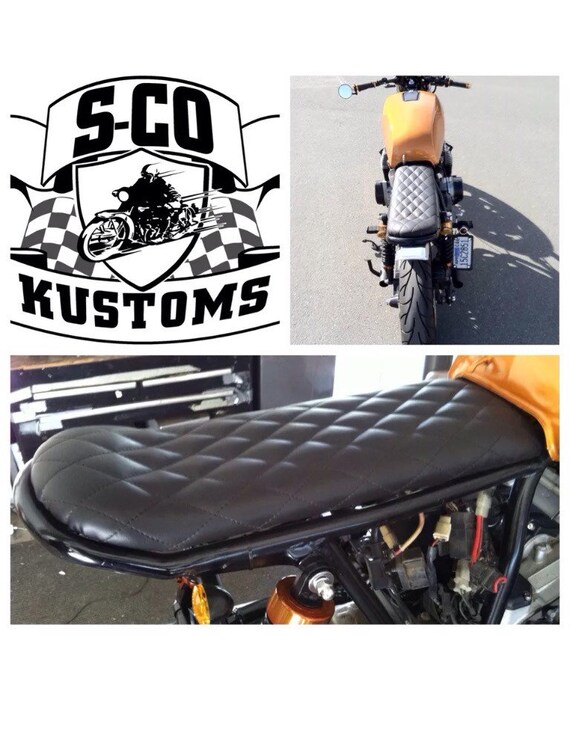Sco Kustom Black Diamond Stitch Motorcycle Seat Scrambler Etsy