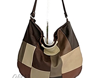 Slouchy Leather Hobo Bag: Handmade Soft Italian Leather Purse