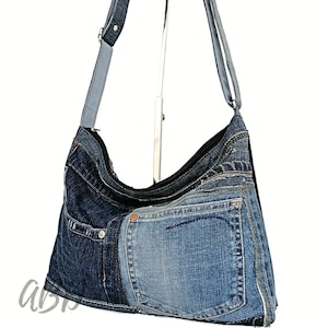 Recycled Denim Crossbody Bag: Upcycled Jeans Purse