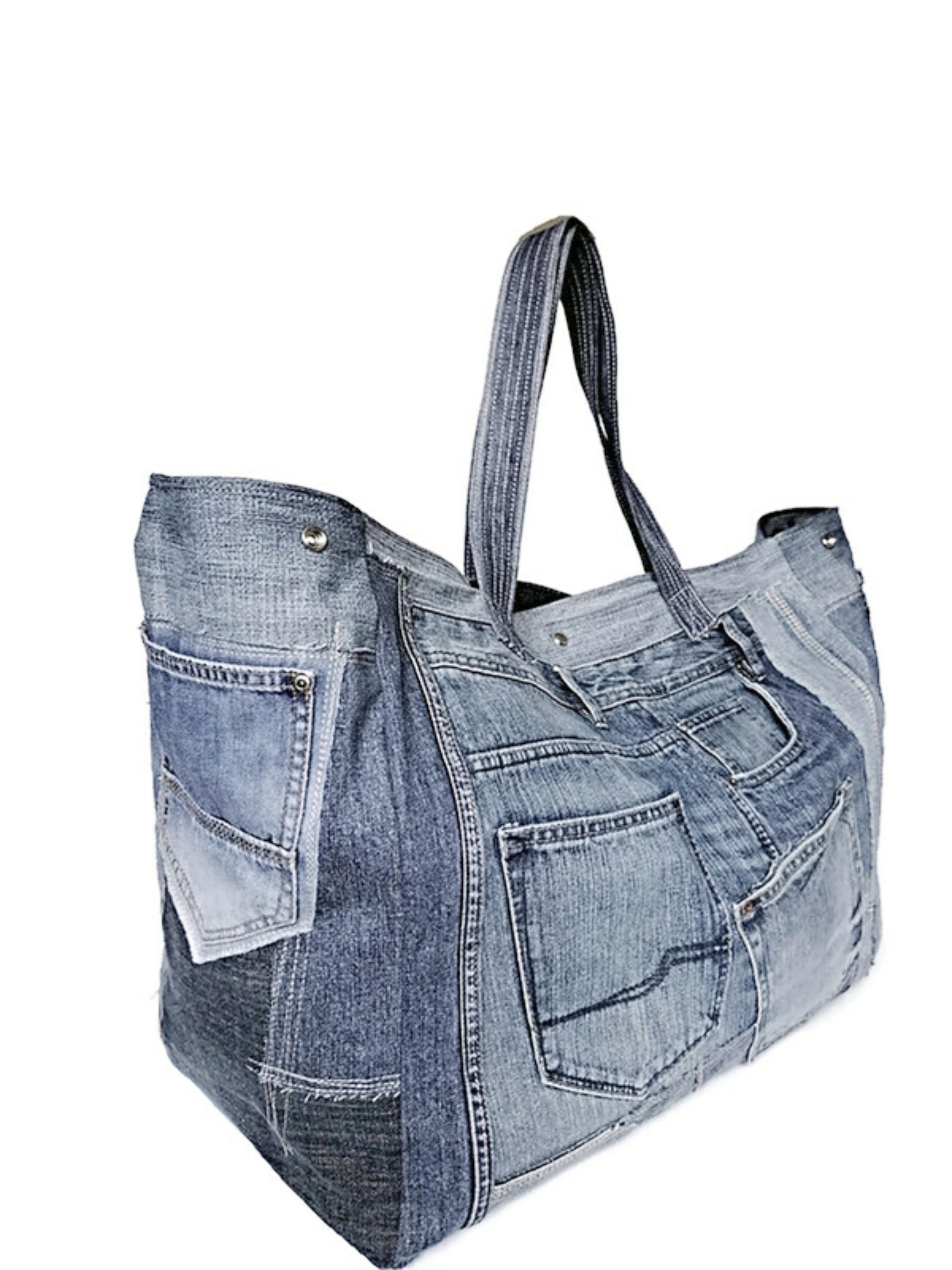 Eva large embroidered denim tote clearance bag
