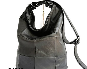 Black leather hobo Leather handbag Black leather purse Leather shouler bag Black leather bag Slouchy leather bag Leather hobo bag purse