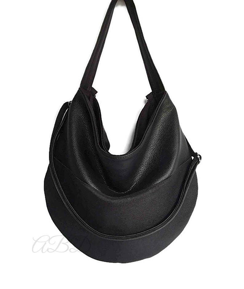 Black Hobo Bag Black Handbag Black Vegan Bag Large Shoulder Etsy