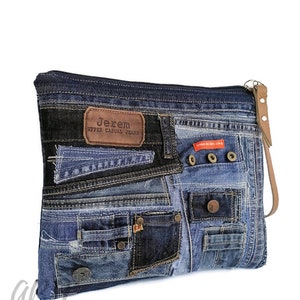 Recycled denim bag Jeans purse Jeans clutch bag Denim clutch bag Jeans handbag Large jeans clutch Blue denim clutch Denim purse Denim bag