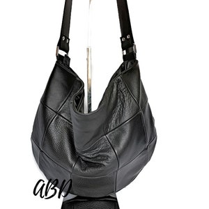 Black Leather Hobo Bag: Italian Soft Leather Crossbody Purse
