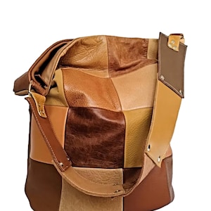 Bolso hobo de cuero hecho a mano: bolso de hombro suave con retazos