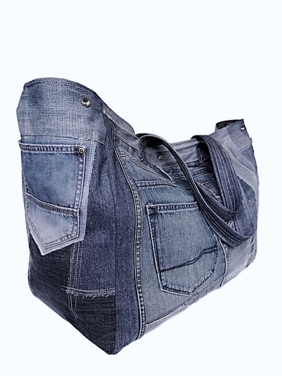 バッグ 00s vintage breach denim big tote bag Oversized Denim Bag, Large Jean Tote for Shopping, Travel