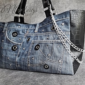 Bolso vaquero reciclado, Monedero grande vaquero, Bolso de mano vaquero, Bolso vaquero, Monedero vaquero, Monedero vaquero, Bolsos vaqueros, Monederos vaqueros