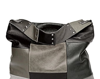 Handmade Oversized Soft Leather Tote Bag with Zipper
