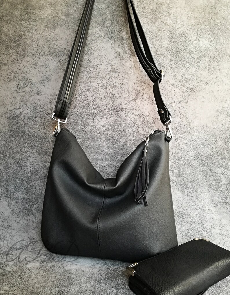 Black Crossbody Bag Black Purse Crossbody Purse Black Vegan Etsy