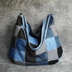 Bolso de jeans reciclados Bolso de jeans Bolso de jeans Monedero de jeans Bolso grande de mezclilla Bolso de mezclilla Bolso de mezclilla Monedero de jeans Monedero de mezclilla Bolso de mezclilla Bolso de mujer
