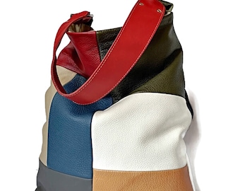 Women leather bag, Slouchy leather bag, Leather slouchy purse Leather shoulder bag Women purse Soft leather bag Multicolor hobo bag leather