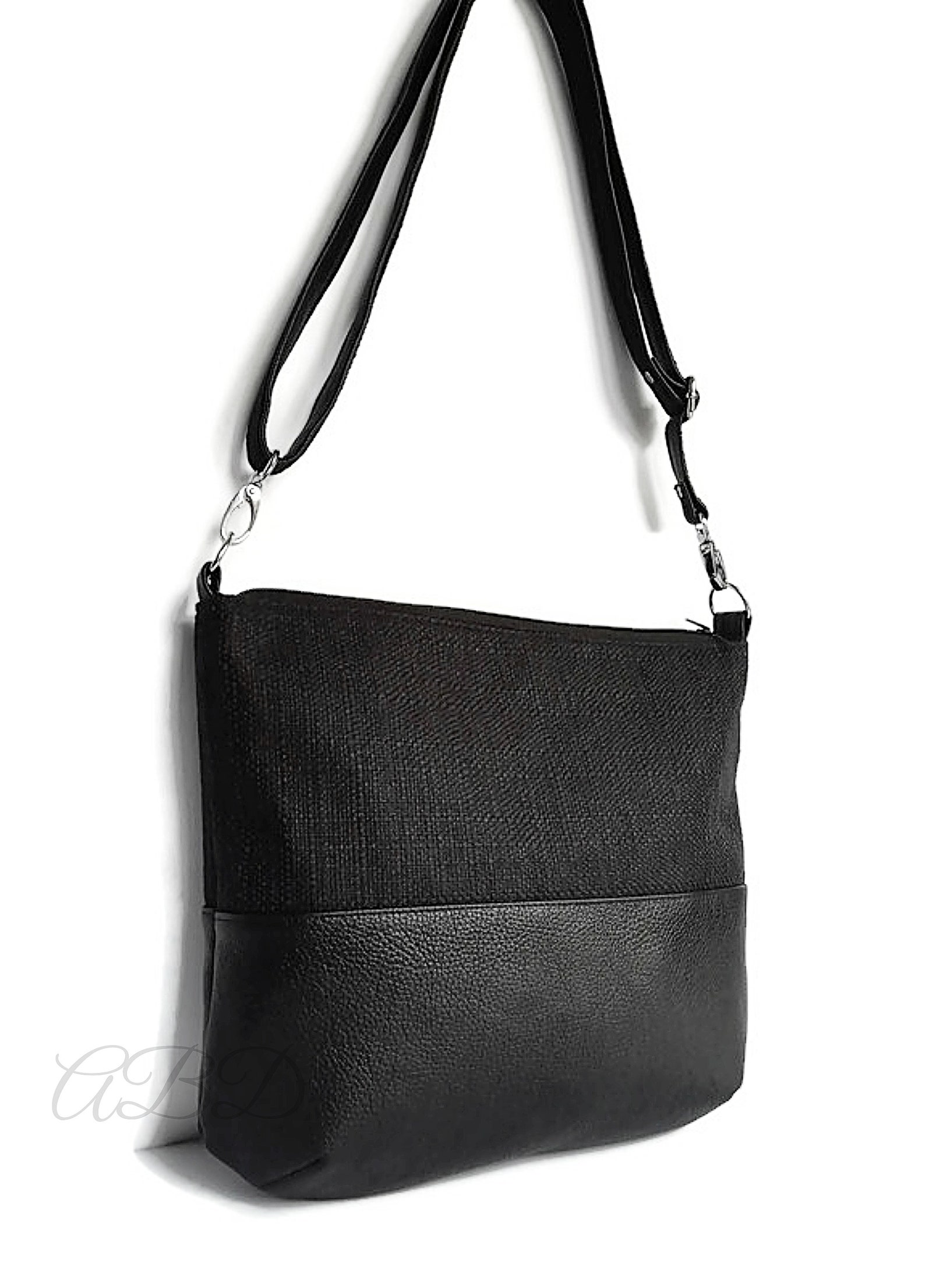 Black Crossbody Bag Black Purse Crossbody Purse Black Vegan Etsy