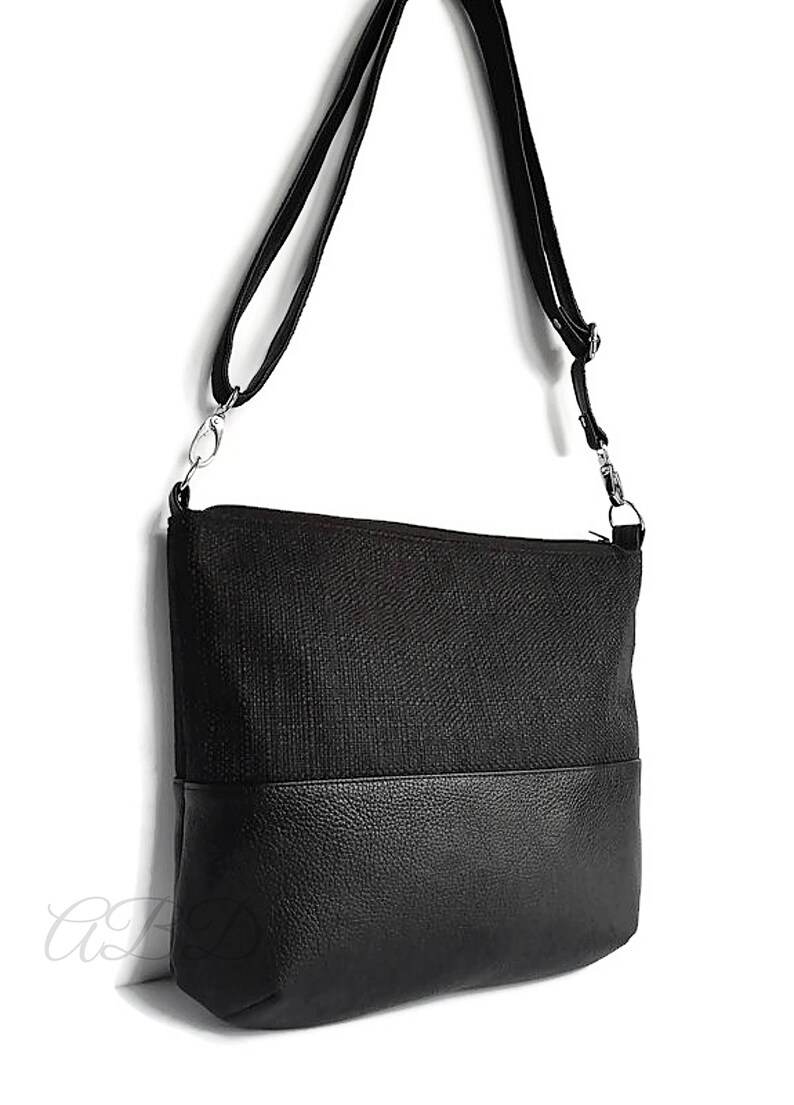 Black Crossbody Bag Black Purse Crossbody Purse Black Vegan Etsy