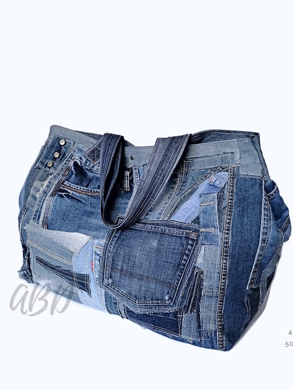 Jeans Tote Large, Denim Tote Large, Recycled Jeans Bag Jeans Tote Large, Denim Tote Large, Recycled Jeans Bag
