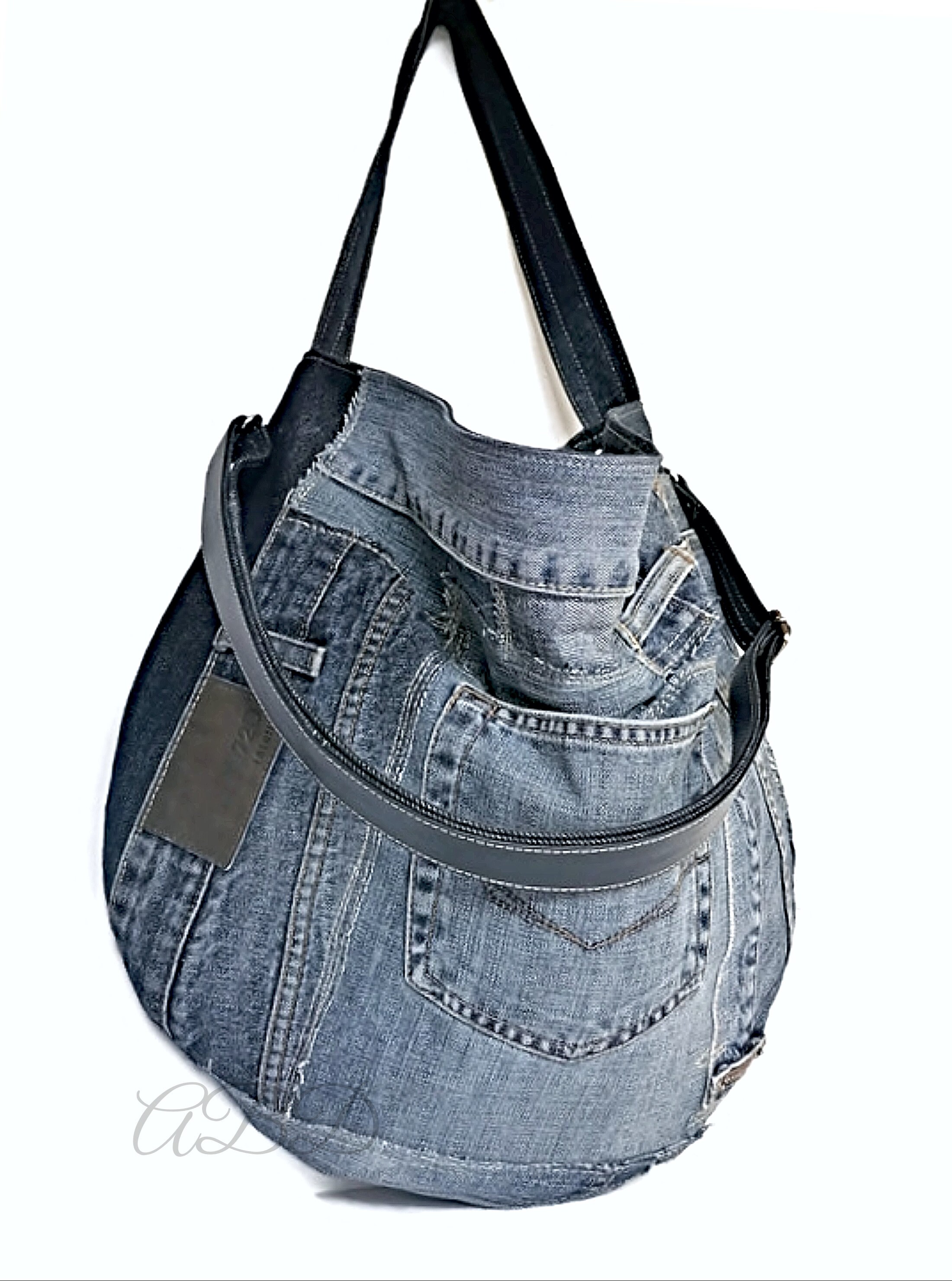 Recycled Jeans Bag Large Denim Bag Jeans Handbag Denim Handbag - Etsy