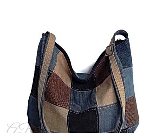 Gerecycleerde jeanstas crossbody Gerecycleerde denim tas Jeans handtas Denim handtas Jeans crossbody tas portemonnee Denim portemonnee tas Cross body portemonnee jeans