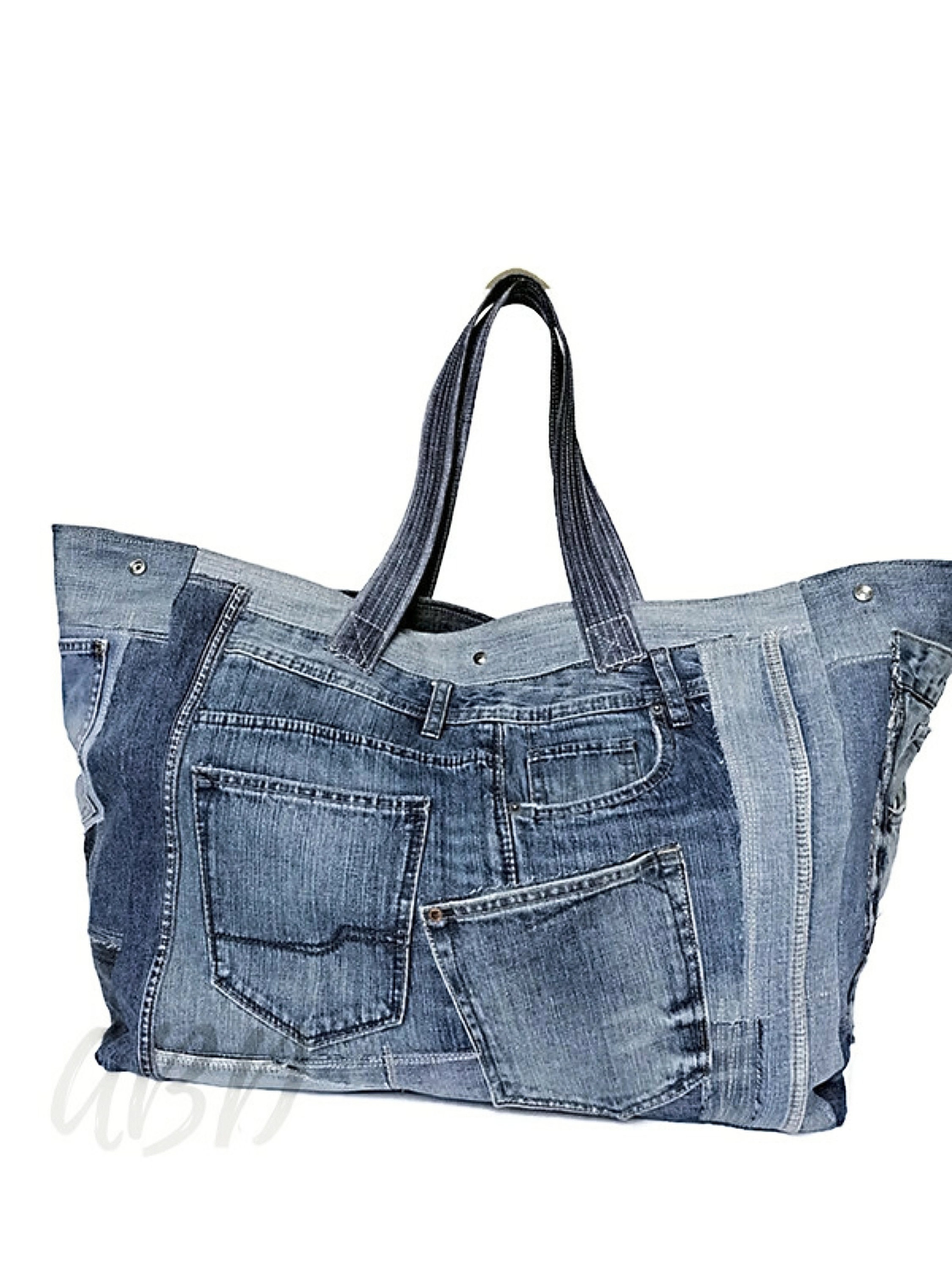 Wrisy tote bag with denim effect