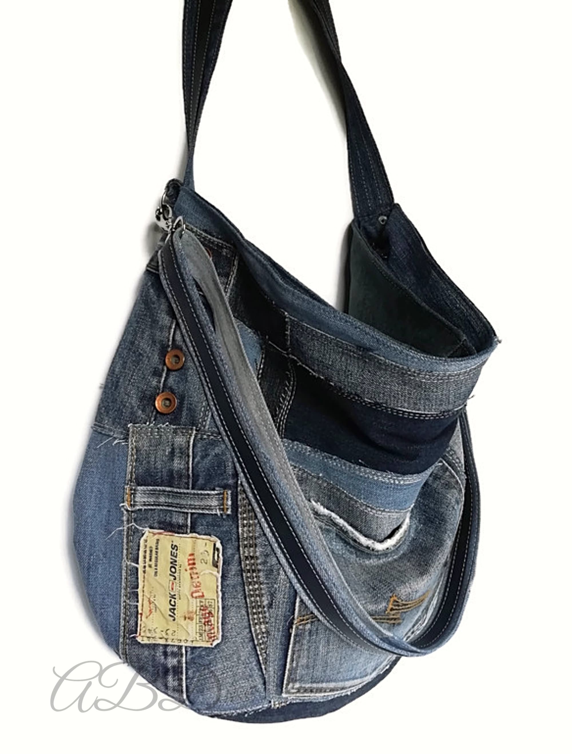 Recycled jeans bag Large denim bag Jeans handbag Denim handbag | Etsy